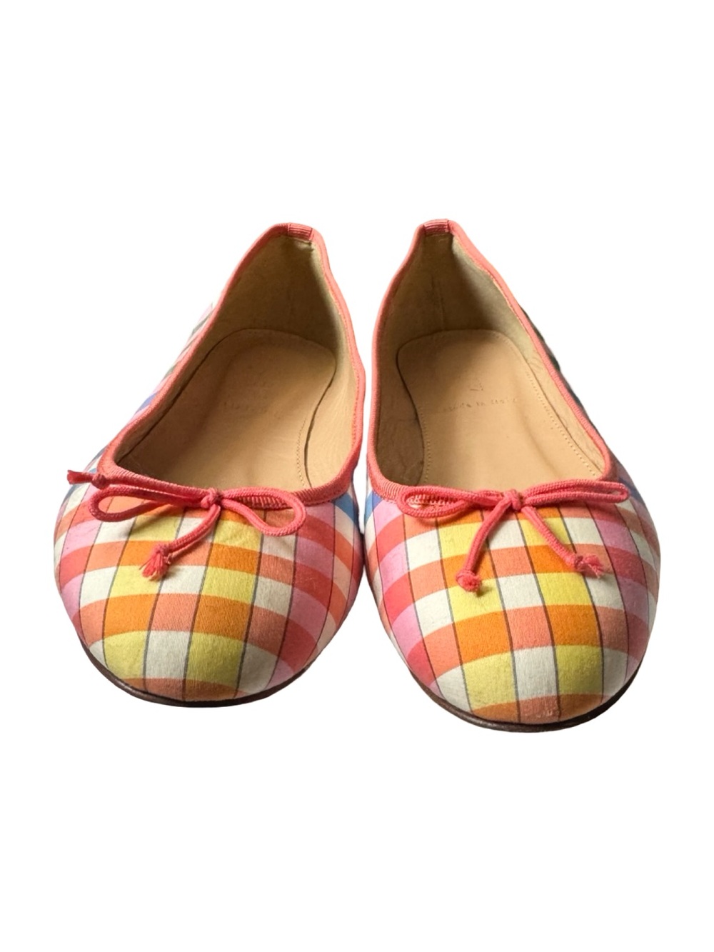 J.Crew Camille Madras Gingham Ballet Flats Made in Italy Size 6 Rainbow Plaid - Picture 6 of 13